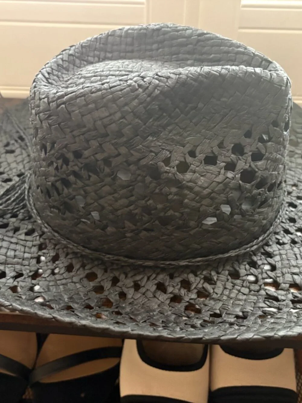 🛍️ Wild Fable Black Open Weave Paper Straw Cowboy Western Hat